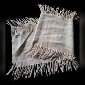 Angora Wool Plaid Fringed Scarf Banana Republic